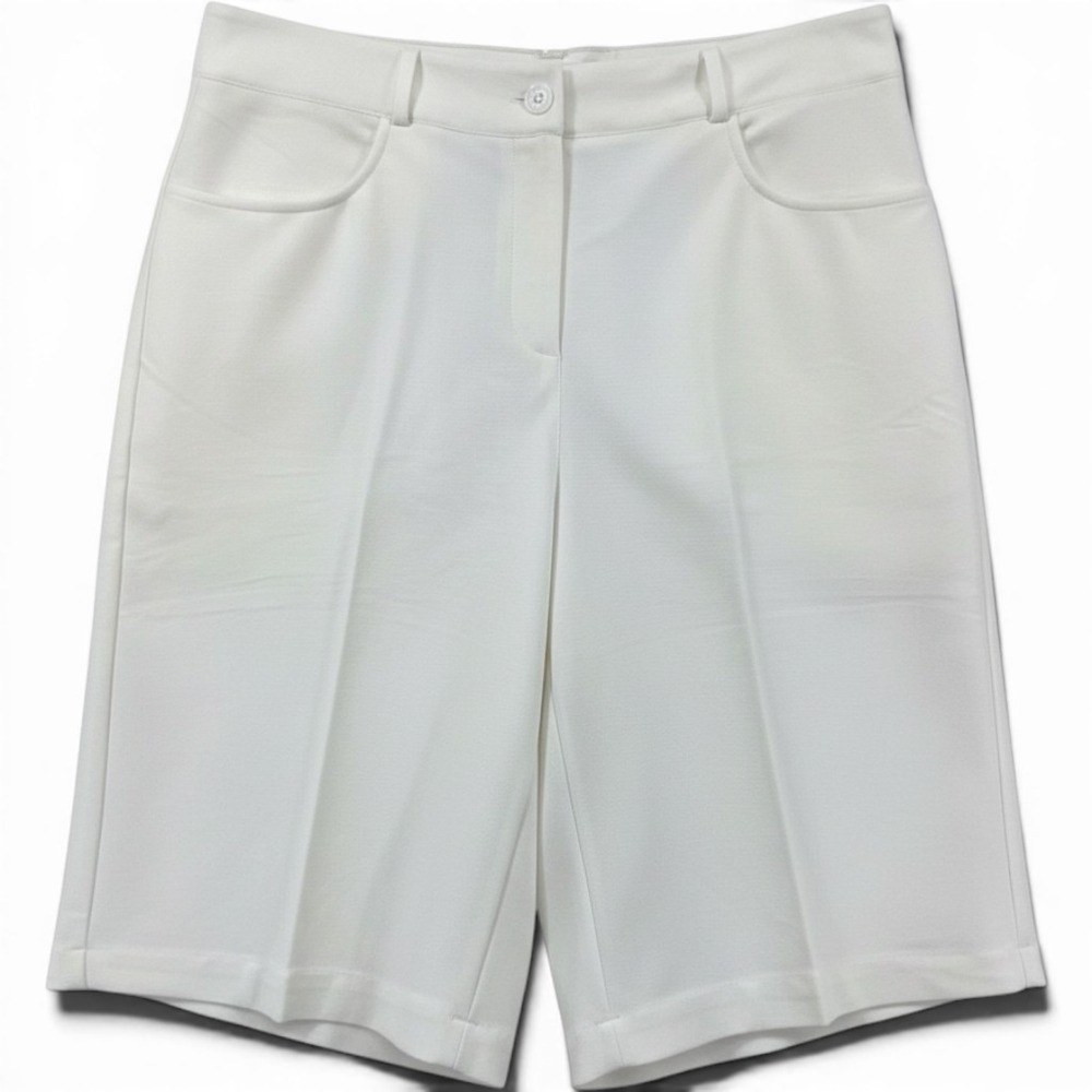 Insight New York Womens White Wide Leg Jorts Bermuda Shorts Stretch Cotton Sz 10